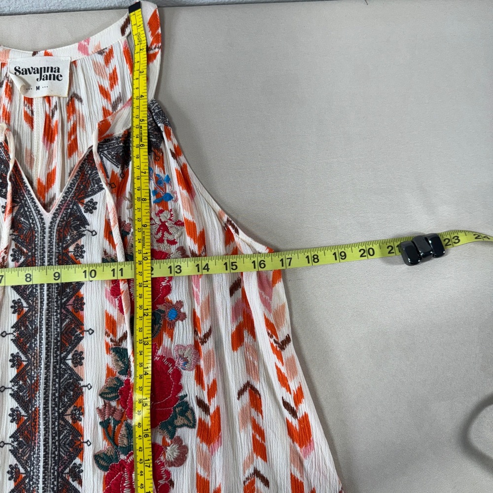 Savanna Jane Women's Medium Floral Embroidered Chevron Halter Tank Top Size M‎ - Picture 2 of 11